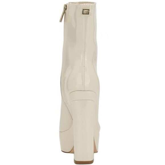 Guess Womens Byra Ivory Patent Square Toe Block Heel Mid-Calf Boots Shoes 8 - Picture 3 of 9
